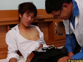Small Asian boy gets an anal examination from a doctor after a blow job