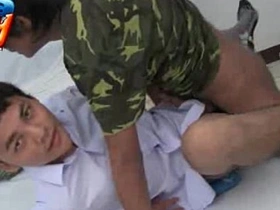 Gay Asian boy gets rough and tumble cock suck and fuck action