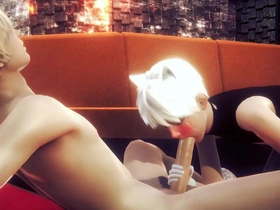 Sissy Alan in Yaoi game, gives a good blowjob and handjob