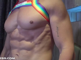 Muscle worship with a handsome Asian hunk with a great six pack.