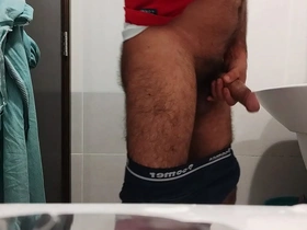 Cum explosion from a hot and hairy Asian man with a big dick