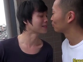 Young Asian boy gets a shower with a handjob and a blow job