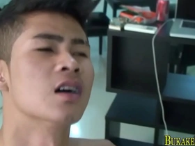 Twink gets showered with cum after intense anal sex