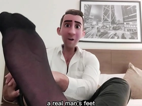 Experience the allure of a step dad's forbidden attraction in this sizzling video. Get ready to be captivated by the sight of black sheer socks hugging a white, uncut cock. The video features the talented Michael East, who is set to deliver an unforgettab