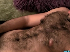 Hairy young man Dominic's solo pleasure ends in a messy climax