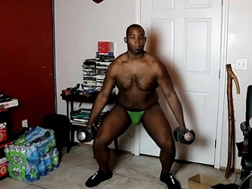 Kickboxer's big fat cock and cum in gay masturbation video