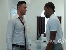 A dark-skinned husband engages in sexual intercourse with a white investigator he employed to verify if his wife was unfaithful